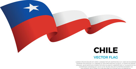 Fototapeta premium Flag of Chile. Chilean and Latin american Culture. Shining flag with realistic shadows waving in three layers. The elegant curves and realistic shading create a sense of motion