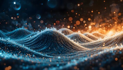 Ethereal Waves of Light and Color in an Abstract Digital Landscape