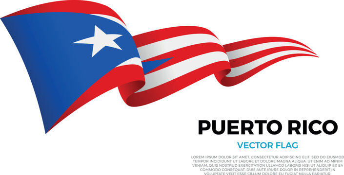 Flag of Puerto Rico. Puerto Rican and Caribbean Culture. Shining flag with realistic shadows waving in three layers. The elegant curves and realistic shading create a sense of motion