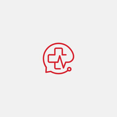 Obraz premium Medical chat icon with ECG pulse