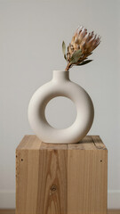 Ceramic Vase with Dried Protea