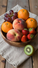 Fruit Bowl on Linen Tablecloth
