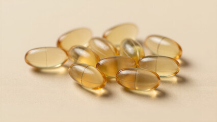 Amber Capsules on Beige Surface