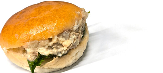 Tuna sandwich on white background