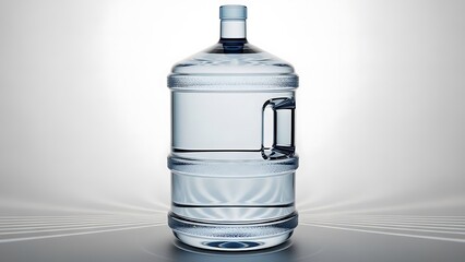 A large plastic water cooler bottle filled with fresh clean water. 5 gallon water jug clean drinking water concept for marketing materials