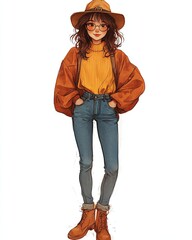 Young woman in stylish casual outfit.