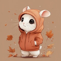 Adorable cartoon rabbit in a hoodie.