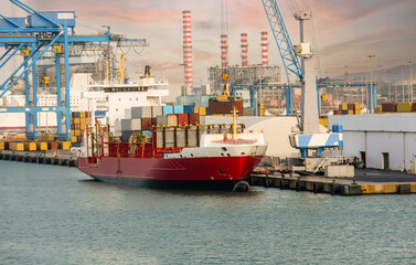 Industrial and cruise port of Naples in Italy