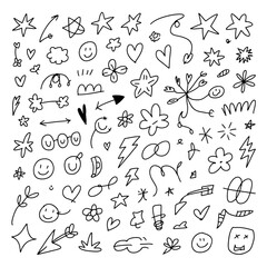 Hand drawn doodle icons on black © mohammad
