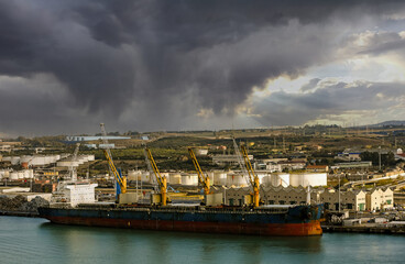 Industrial and cruise port of Naples in Italy