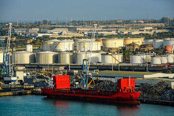 Industrial and cruise port of Naples in Italy