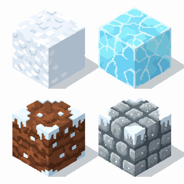 Minecraft inspired stone and ice block textures for design