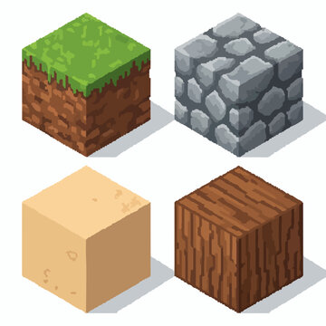 Minecraft block textures in 3D isometric view