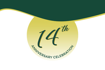 14th anniversary celebration with green design on white background