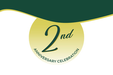 2nd anniversary celebration with green design on white background