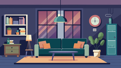 Modern living room with comfortable sofa Vector