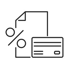 Contract percent credit card line icon