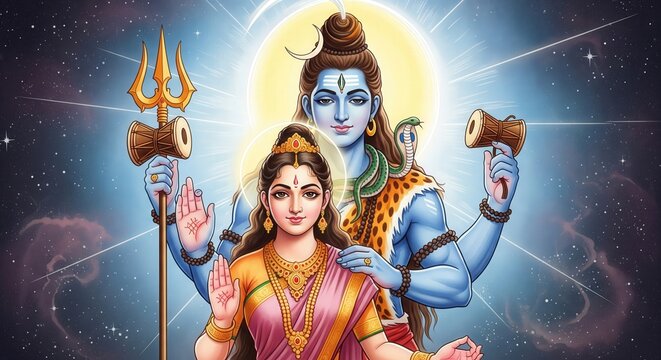 Shiv Parvati Divine Couple Spiritual Art