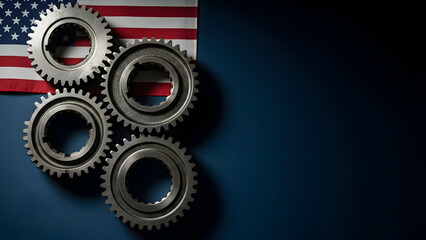 Labour day gears of progress honoring workers' rights and american pride