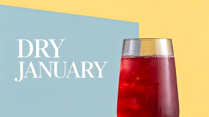 Dry january alcohol free mocktail on minimal background
