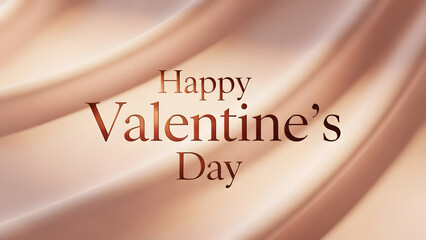 Luxurious Satin Fabric with a 'Happy Valentine's Day' Greeting in Elegant Typography