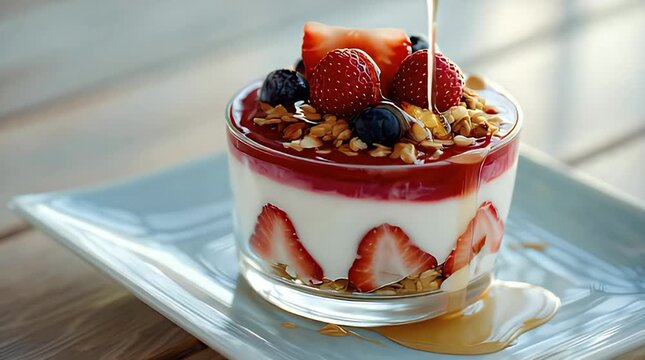 Strawberry Yogurt Parfait with Fresh Berries and Granola