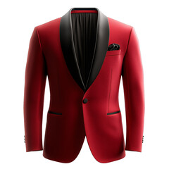 Front view of red color men&rsquo;s tuxedo jacket 3D render studio shot isolated on a white background