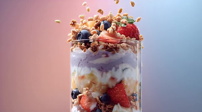 Yogurt Parfait with Layers of Fruit and Granola