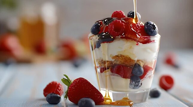 Layered Yogurt Parfait with Blueberries and Strawberries