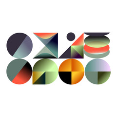 Abstract colorful vector background featuring a 3d business pie chart and financial data icons to represent market growth and success