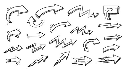Scribbled arrows collection for design and presentation, hand drawn icons
