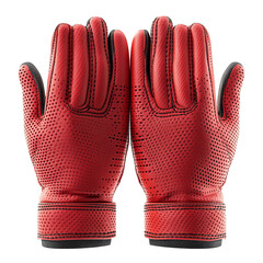 Front view of red color men&rsquo;s thermal gloves 3D render studio shot isolated on a white background
