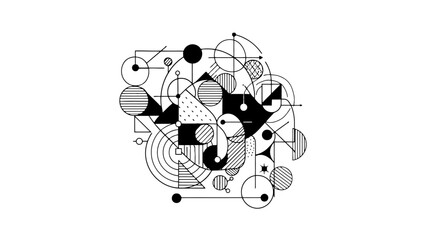 Geometric shapes abstract background, black and white, for web design and social media