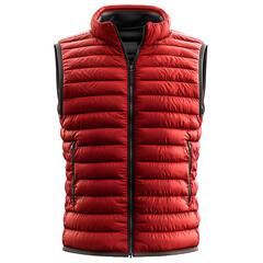 Front view of red color men&rsquo;s thermal vest 3D render studio shot isolated on a white background