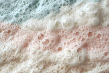Delicate translucent foam and soap bubbles forming a textured background, showing pastel blue, pink, and white stripes, representing unity and pride