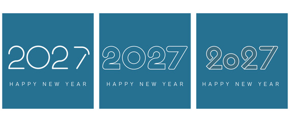 2027 New Year logo set. Vector illustration for branding, calendar, greeting card, banner, poster.
