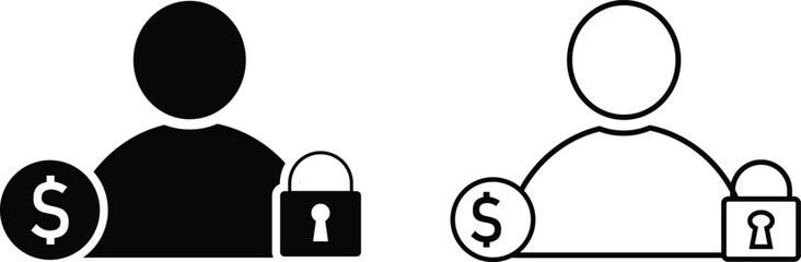 Guarantor icon set. Loan security symbols. Banking and legal agreement signs. Financial witness graphic design
