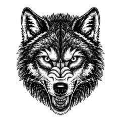 Powerful Wolf Head Illustration For Design Projects.