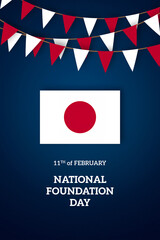 Japan independence day greetings card with flag