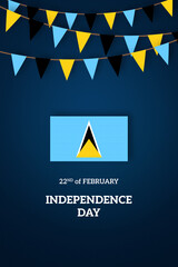 Saint Lucia independence day greetings card with flag