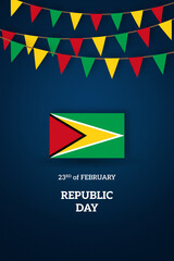 Guyana independence day greetings card with flag