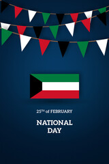 Kuwait independence day greetings card with flag