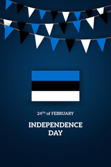 Estonia independence day greetings card with flag