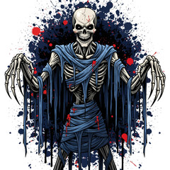 Grim Reaper Skeleton in Tattered Cloak.