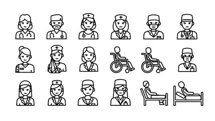 Medical professionals and patients in various healthcare settings