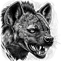 Intense snarling wolf head portrait close up.