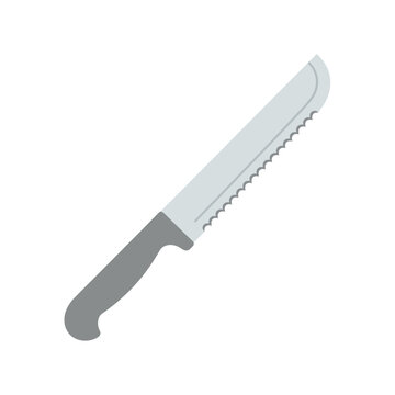 A serrated bread knife with a grey handle, ideal for slicing bread and pastries