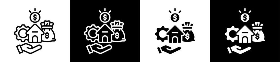 Asset Management Icon Set In Black And White Filled Style Collection