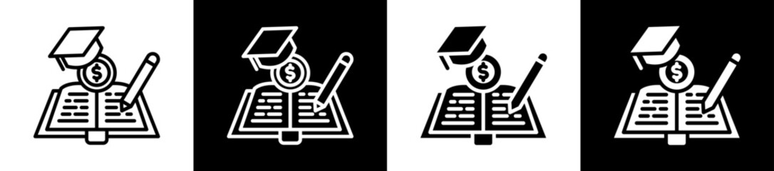 Financial Literacy Icon Set In Black And White Filled Style Collection