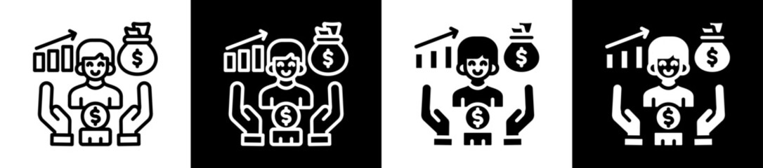 Personal Finance Icon Set In Black And White Filled Style Collection